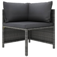Sectional Corner Sofa with Cushions Grey Poly Rattan