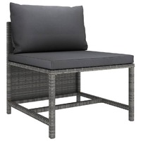 Sectional Middle Sofa with Cushions Grey Poly Rattan