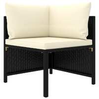 Sectional Corner Sofa with Cushions Black Poly Rattan