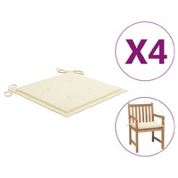 Garden Chair Cushions 4 pcs Cream 50x50x4 cm Fabric