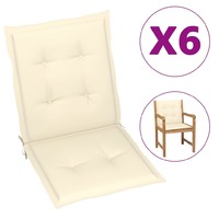 Garden Chair Cushions 6 pcs Cream 100x50x4 cm