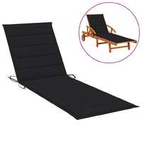 Sun Lounger Cushion Black 200x50x4 cm Fabric