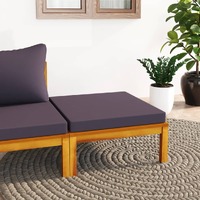 Footrest with Dark Grey Cushion Solid Acacia Wood