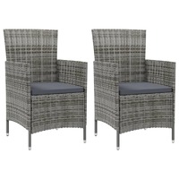 Garden Chairs with Cushions 2 pcs Poly Rattan Grey