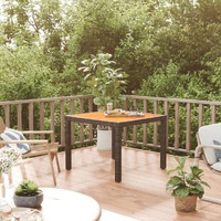 Garden Table 90x90x75 cm Poly Rattan and Acacia Wood Black