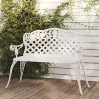 Garden Bench 108 cm Cast Aluminium White
