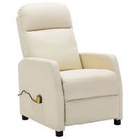 Massage Reclining Chair Cream White Faux Leather