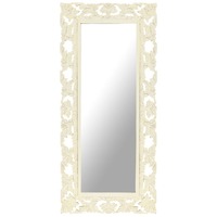 Hand Carved Mirror White 110x50 cm Solid Mango Wood