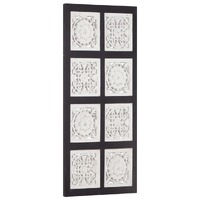 Hand-Carved Wall Panel MDF 40x80x1.5 cm Black and White