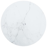 Table Top White Ø30x0.8 cm Tempered Glass with Marble Design
