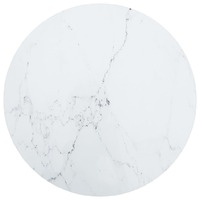 Table Top White Ø60x0.8 cm Tempered Glass with Marble Design