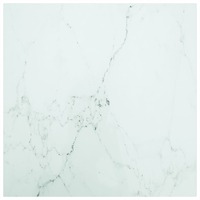 Table Top White 70x70 cm 6 mm Tempered Glass with Marble Design