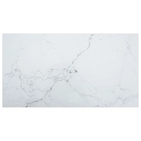 Table Top White 120x65 cm 8mm Tempered Glass with Marble Design