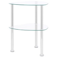 2-Tier Side Table Transparent 38x38x50 cm Tempered Glass
