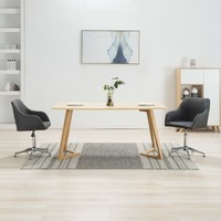 2x Swivel Dining Chairs Dark Grey Fabric