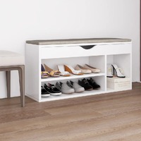 Shoe Bench with Cushion White 104x30x49 cm Chipboard