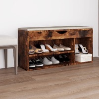 Shoe Bench with Cushion High Gloss Grey 104x30x49 cm Chipboard
