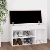 Shoe Bench with Cushion White 80x30x47 cm Chipboard