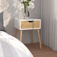 Bedside Cabinet White & Sonoma Oak 40x40x56 cm Chipboard
