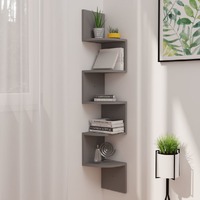 Wall Corner Shelf Grey 19x19x123 cm Chipboard