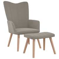 Relaxing Chair with a Stool Light Grey Velvet