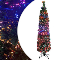 Artificial Slim Christmas Tree with Stand 150 cm Fibre Optic