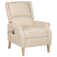 Massage Reclining Chair Cream Fabric