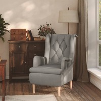 Armchair with Solid Rubber Wood Feet Light Grey Fabric