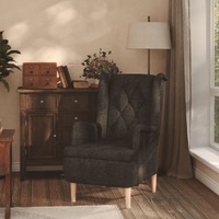 Armchair with Solid Rubber Wood Feet Black Fabric