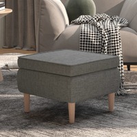 Stool with Wooden Legs Light Grey Fabric