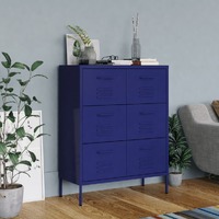 Drawer Cabinet Navy Blue 80x35x101.5 cm Steel