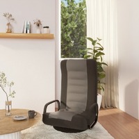 Swivel Floor Chair Black and Light Grey Fabric