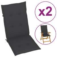 idaXL Garden Chair Cushions 2 pcs Anthracite 120x50x4 cm
