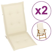 idaXL Garden Chair Cushions 2 pcs Cream 120x50x4 cm