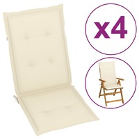 idaXL Garden Chair Cushions 4 pcs Cream 120x50x4 cm