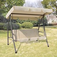 idaXL Outdoor Swing Bench with Canopy Sand White