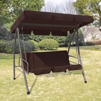 idaXL Outdoor Swing Bench with Canopy Coffee