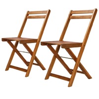 Outdoor Bistro Chairs 2 pcs Solid Acacia Wood