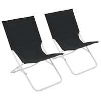 44369 Folding Beach Chairs 2 pcs Black