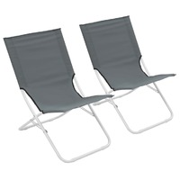 44371 Folding Beach Chairs 2 pcs Grey
