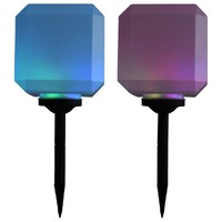 Outdoor Solar Lamps 2 pcs LED Cubic 20 cm RGB
