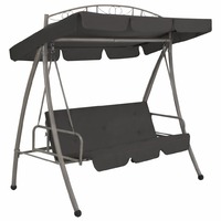 idaXL Outdoor Convertible Swing Bench with Canopy Anthracite 198x120x205 cm Steel