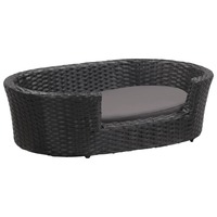 Dog Bed with Cushion Black 70x50 cm Poly Rattan