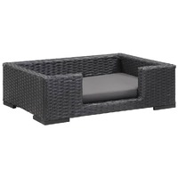 Dog Bed with Cushion Black 90x60 cm Poly Rattan