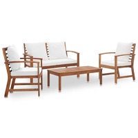 4 Piece Garden Lounge Set with Cushions Solid Acacia Wood