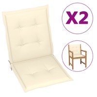 idaXL Garden Chair Cushions 2 pcs Cream 100x50x4 cm
