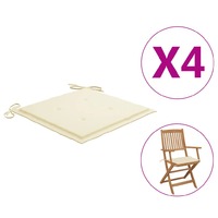 idaXL Garden Chair Cushions 4 pcs Cream 40x40x4 cm