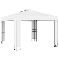 Gazebo with Double Roof 3x3 m White