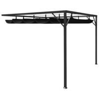 Garden Wall Gazebo with Retractable Roof Canopy 3x3 m Anthracite