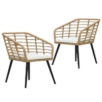 Garden Chairs with Cushions 2 pcs Poly Rattan Oak